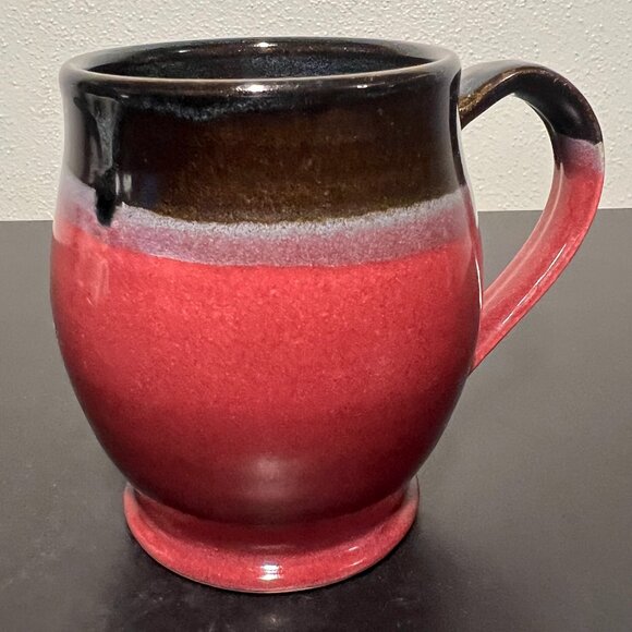 Handcrafted Hand Thrown Glazed Pottery Mug w/ Incised Bicycle by Jenny Blasen - Picture 4 of 16